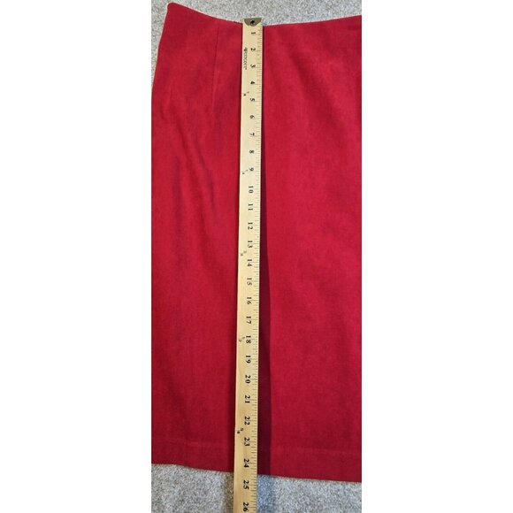 Leslie Fay 2 Pc Skirt Suit Faux Suede Red Elastic Waist Professional Petite 14WP - Picture 10 of 16